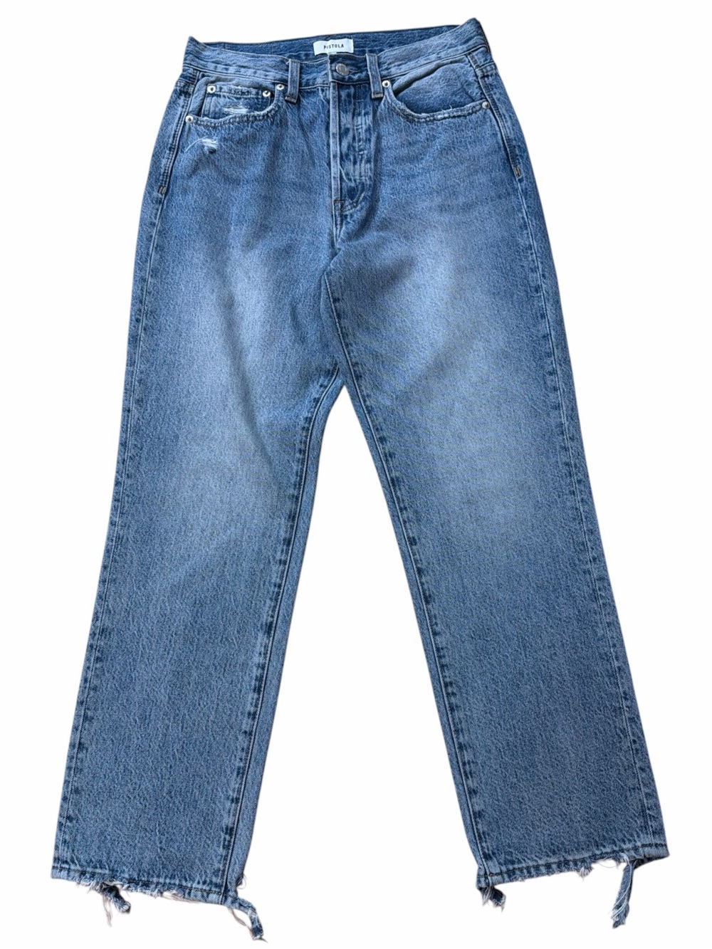 Pistola Frayed Hem Straight Leg Jeans
